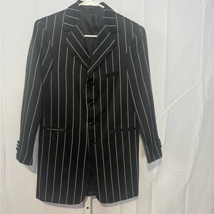 Classic Black Falcone Pinstripe Men's Blazer Size 14R